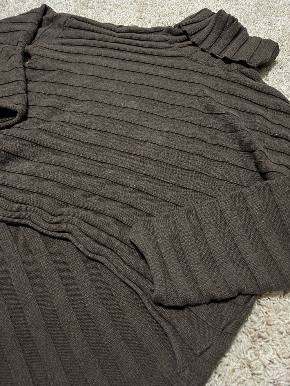 Free Peoplel Beach Chocolate Brown Thick Knit 100% Cotton Asymmetric Sweater Med - Picture 3 of 9